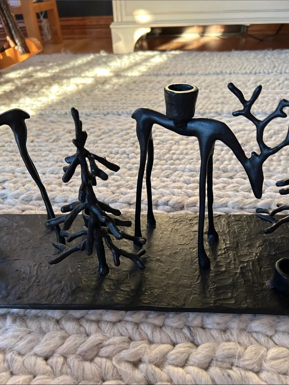 Pottery Barn Sculpted Reindeer Centerpiece Candle Holder – Black Metal